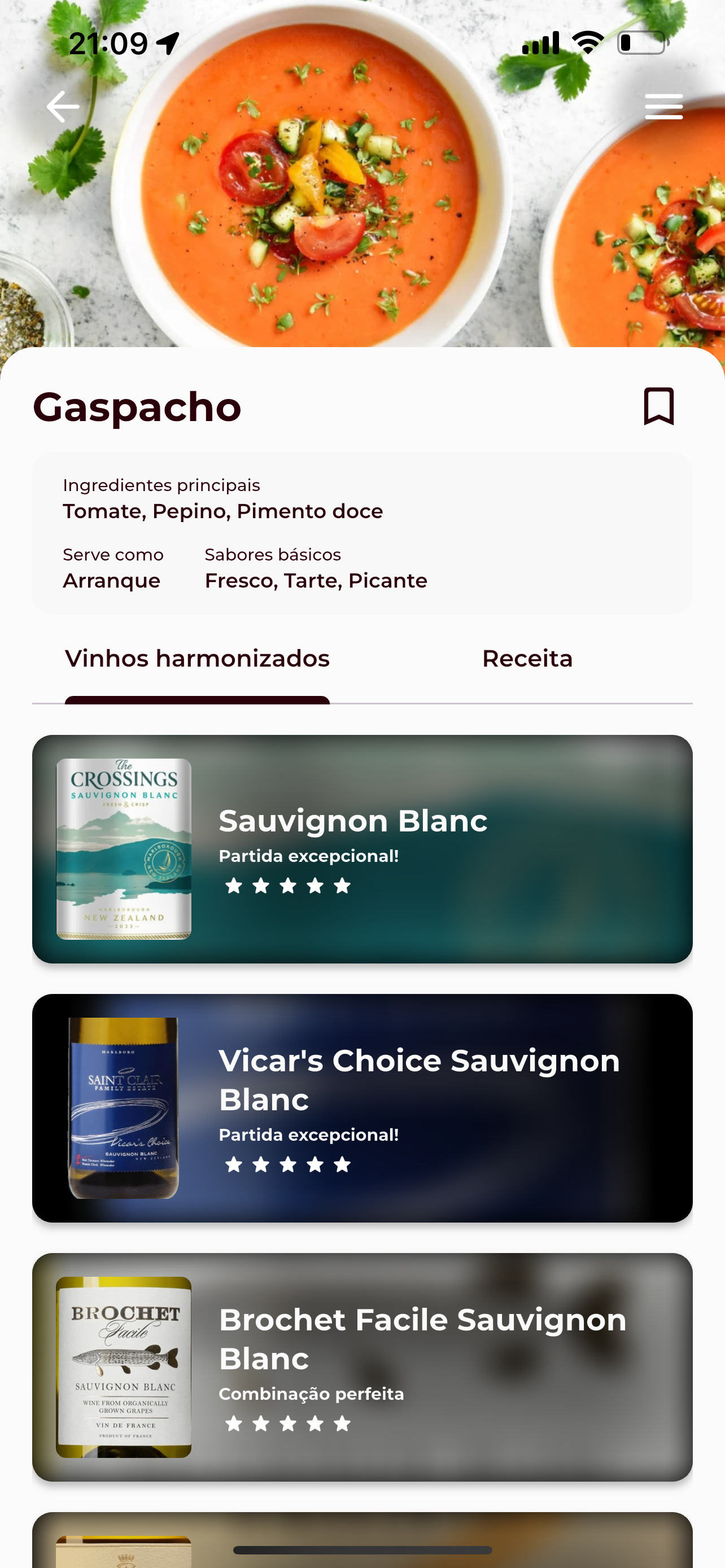 Vinomat app screenshot - pt