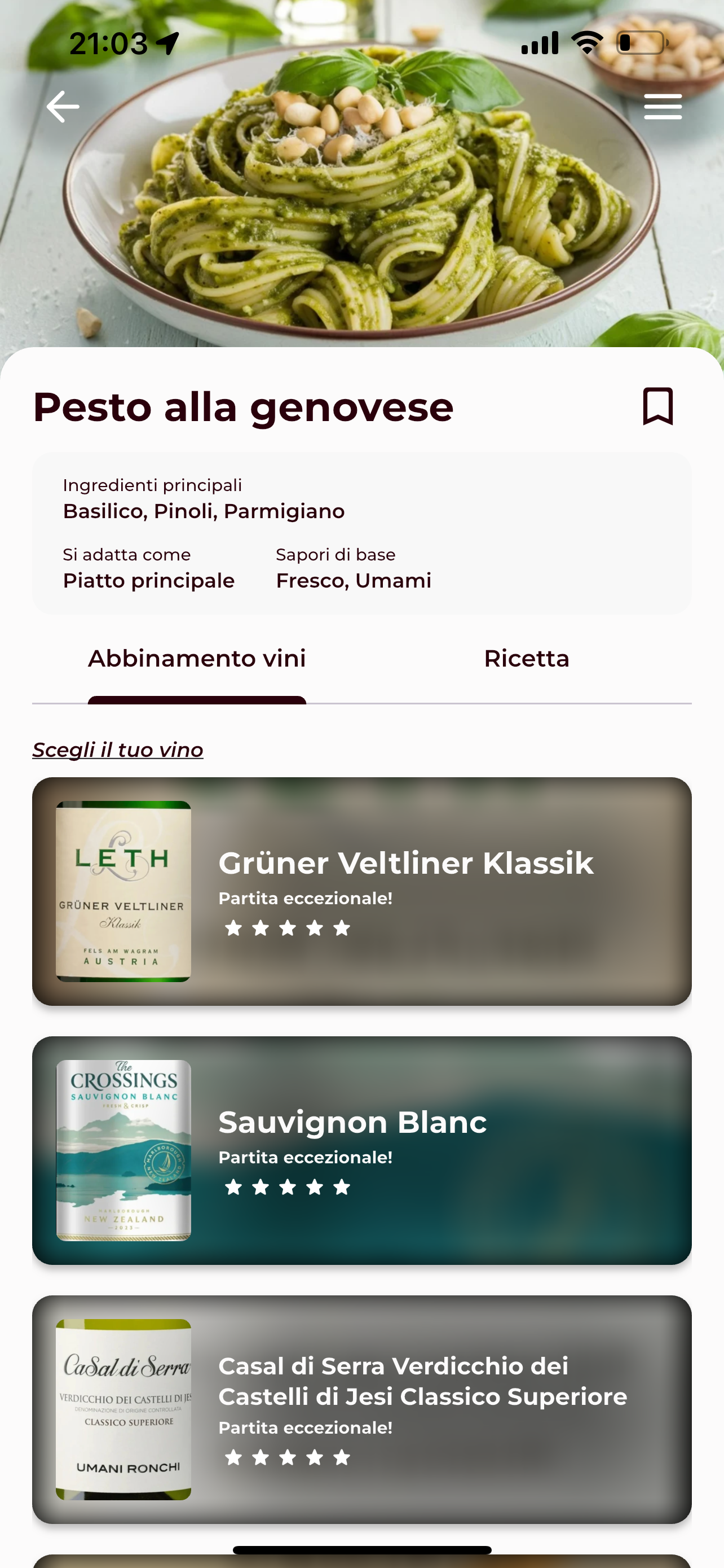 Vinomat app screenshot - it